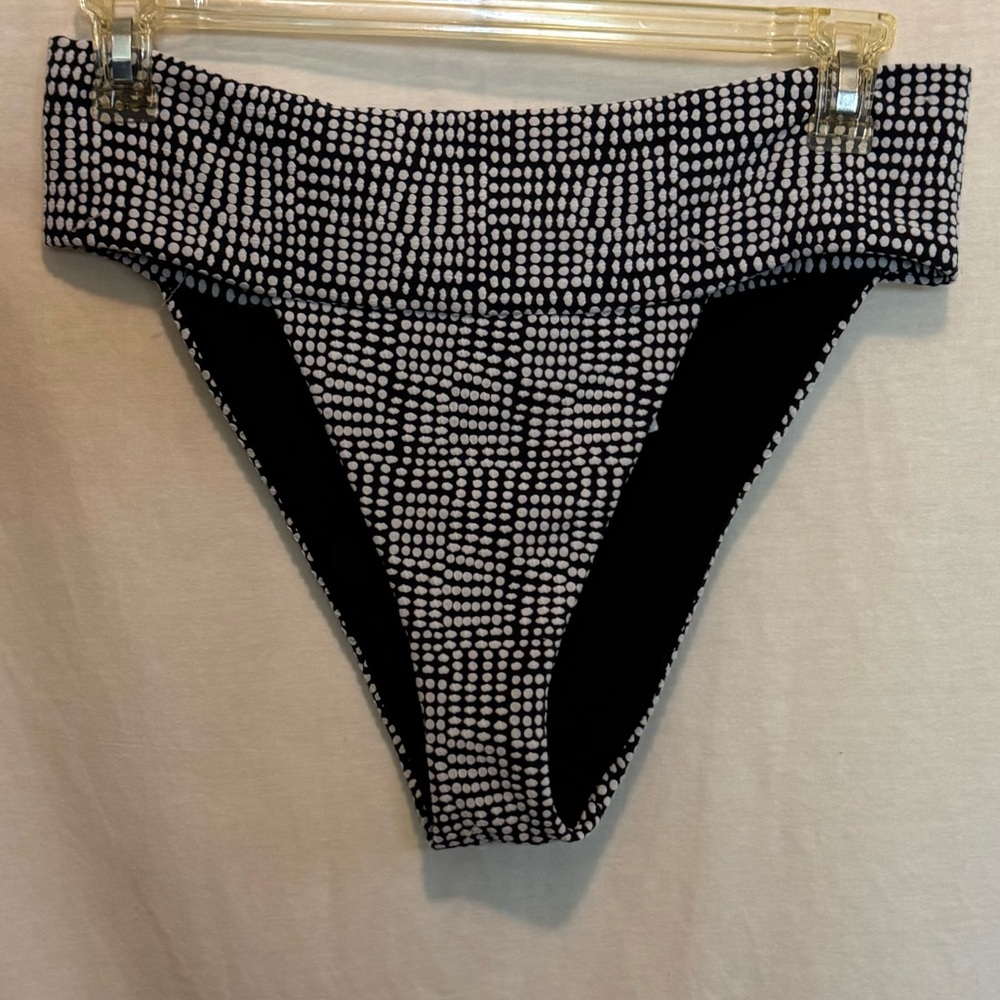 AA-614 Aerie NWOT PLUS SIZE XXL High Cut Cheeky Black & White Dot Bikini Bottoms